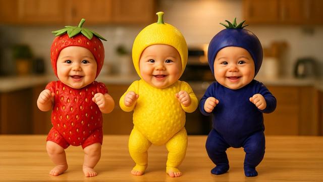 Cute Fruit and Vegetable Babies Dancing